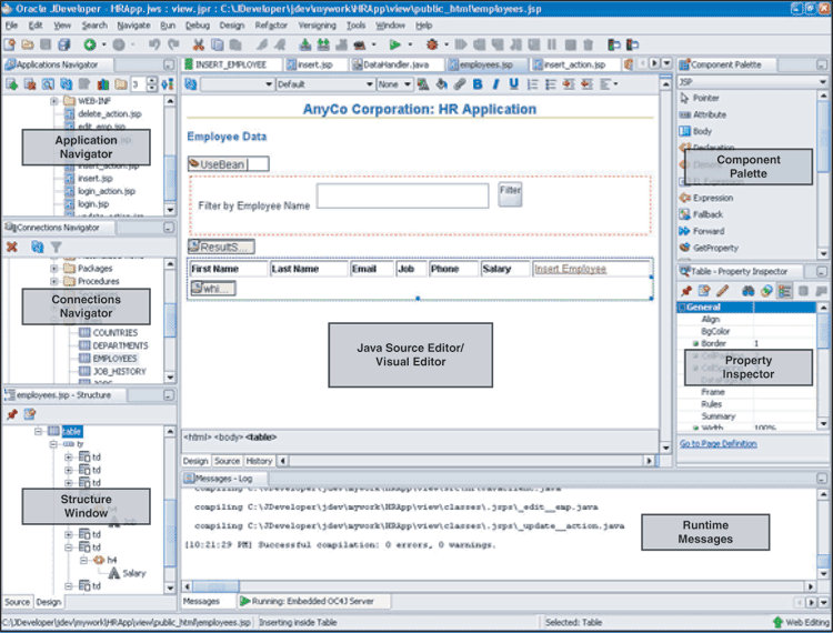 JDeveloper user interface