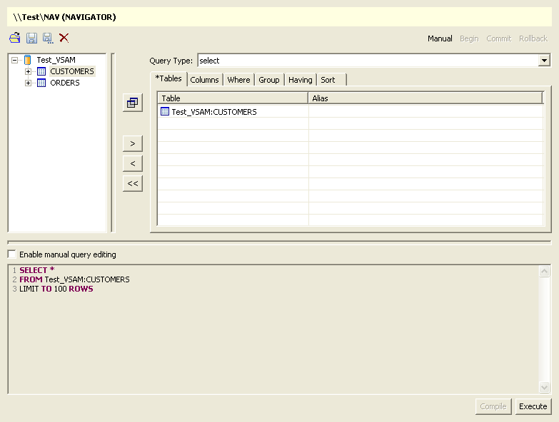 Query tool screen