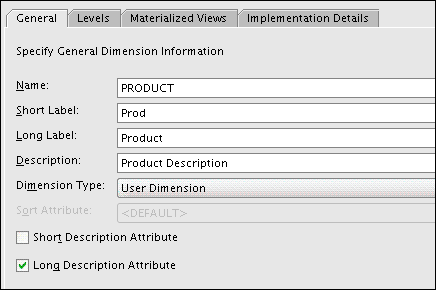 Create Dimension dialog box