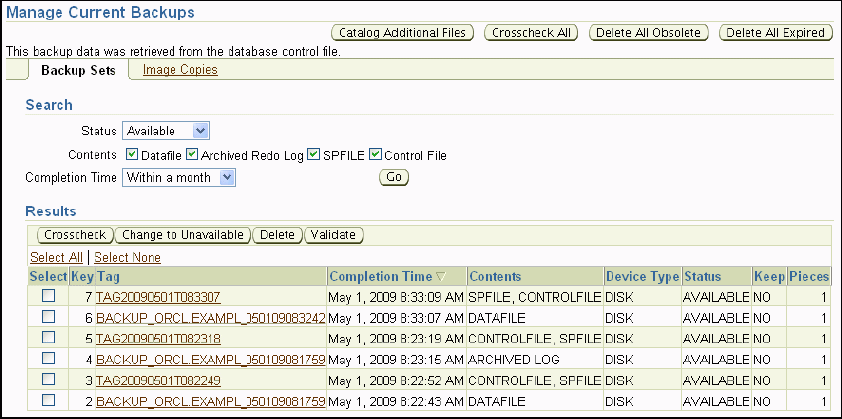 Description of manage_backups_11gr2.gif follows